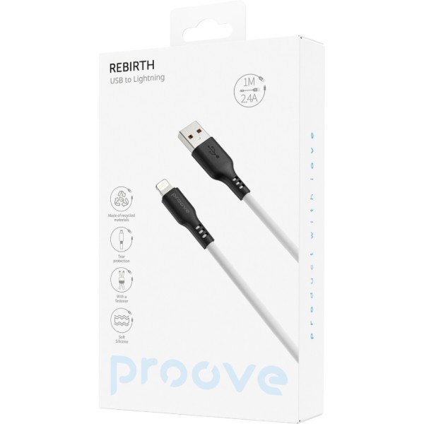 Фото - Кабель Proove Rebirth Lightning 2.4A (1m) White (CCRE60001102)